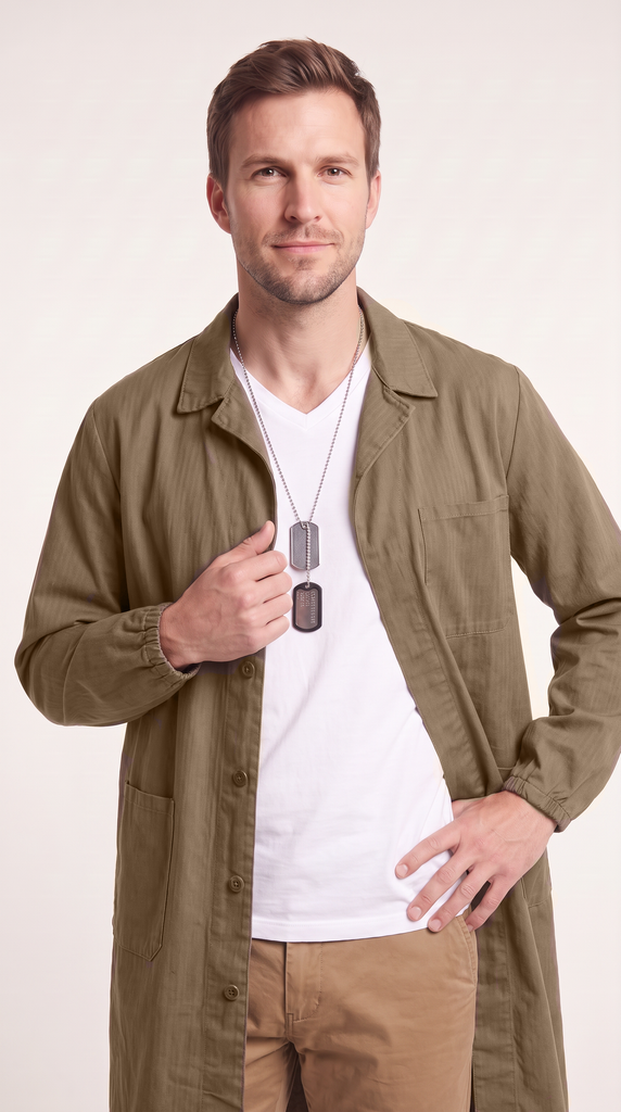 Czechoslovakian 70s Herringbone Cotton Twill lightweight Trench Coat Work Smock UNISEX