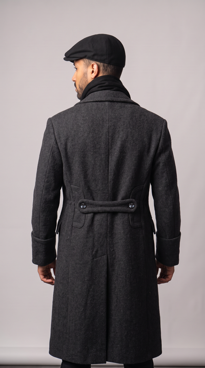 1980's Warsaw Pact Bulgarian Charcoal Gray Wool Overcoat