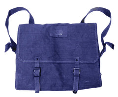 1950s Italian Navy Blue Cotton Canvas Messenger Shoulder Satchel Bag