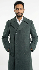 1960s-1970s Swiss Blue Gray Military Army Wool Trenchcoat Overcoat