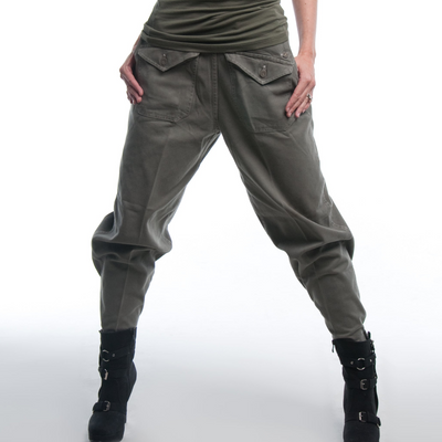 1970s Swedish Military Womens Ladies Civil Defense Field Cargo Chino Cotton Pants