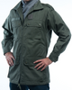 Man wearing a green jacket on a white background