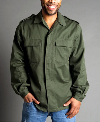 1990s Belgian Army 100 % Cotton Olive Drab Utility Field Shirt - Top Rank Vintage