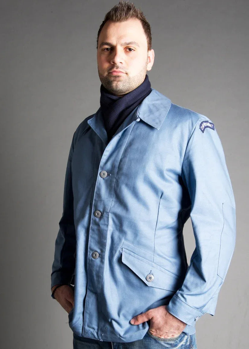 1970s Swedish Civilforsvaret Slant Pocket Cotton Civil Defense Jacket