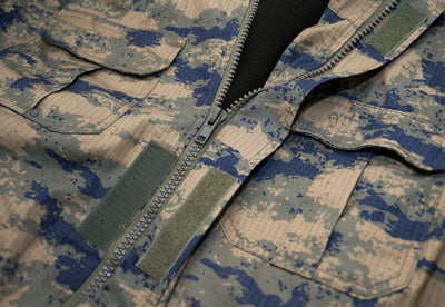 NATO Left Flank Turkish Military Authentic Neon Digital Blue Camo Jacket Parka with Removable Liner