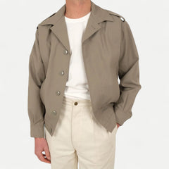 1990s French Armee De Terre Lightweight Bomber Style Khaki Tan Jacket