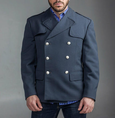 Gabardine Gray Blue Wool Peacoat