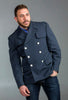 Gabardine Gray Blue Wool Peacoat - Top Rank Vintage