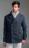 Gabardine Gray Blue Flamboyant Wool Coat