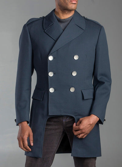 Cropped Vintage Gabardine Gray Blue Wool Coat