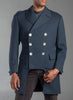 Cropped Vintage Gabardine Gray Blue Wool Coat