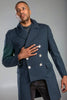 Cropped Vintage Gabardine Gray Blue Wool Coat