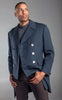 Cropped Vintage Gabardine Gray Blue Wool Coat