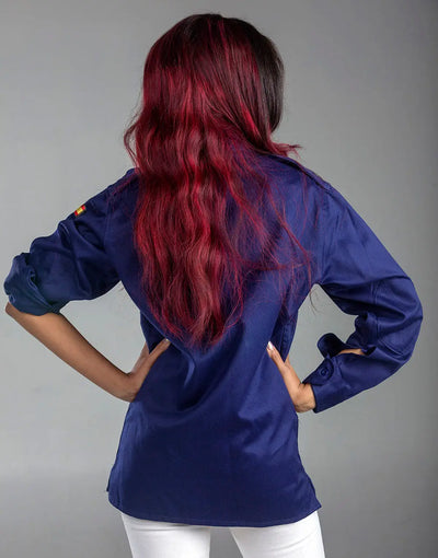 Ladies Navy Blue Military Style Shirt - Top Rank Vintage