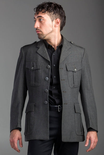 Authentic Charcoal Military Style Blazer - Top Rank Vintage