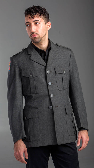 Authentic Charcoal Military Style Blazer - Top Rank Vintage