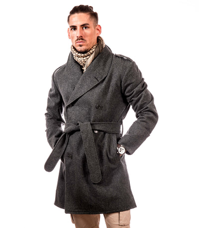Redesigned Blue-Gray Wool Trenchcoat