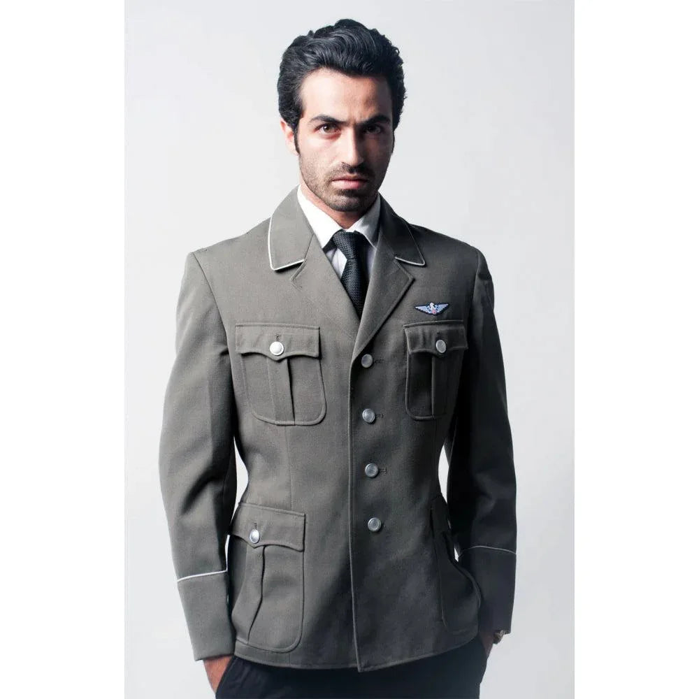 Gray Officer Military Style Blazer