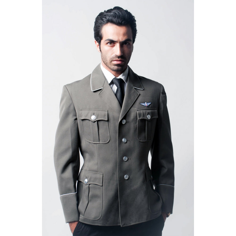Gray Officer Military Style Blazer