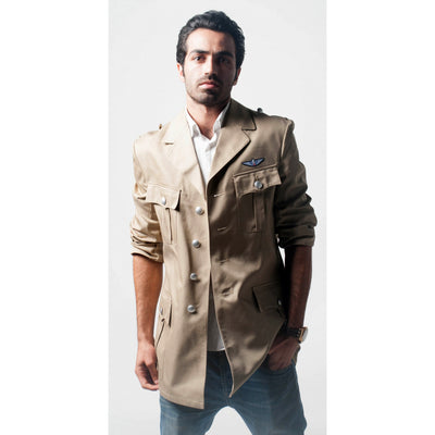 Khaki Military Style Summer Blazer - Top Rank Vintage