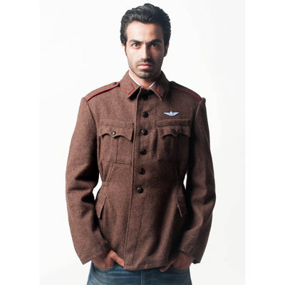 Brown Wool Military Style Jacket / Blazer - Top Rank Vintage