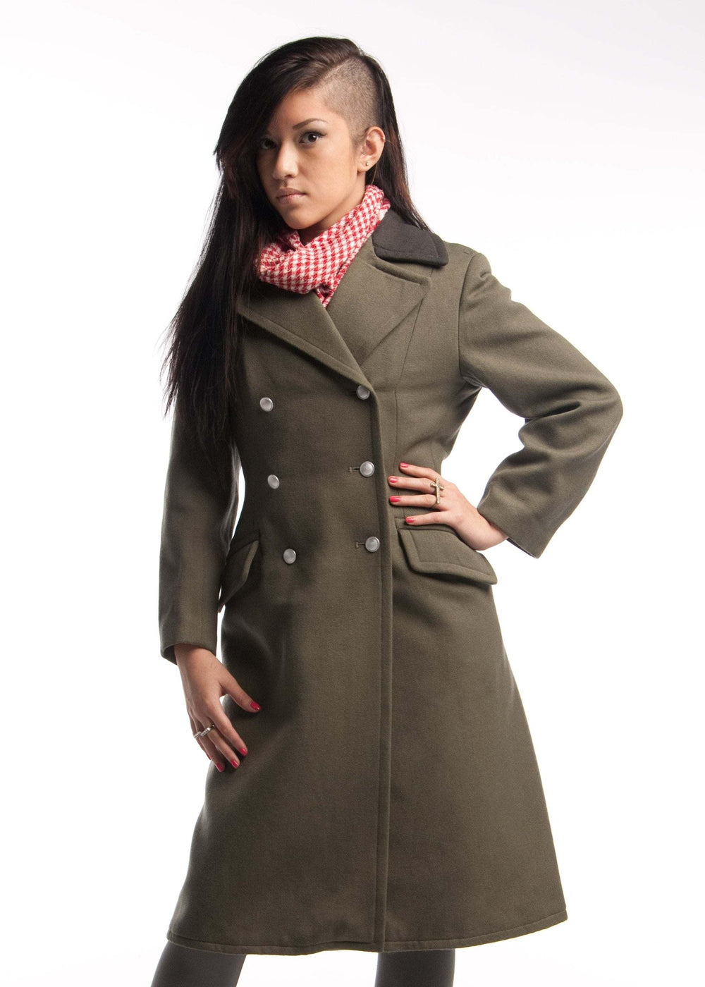 DDR East German Women's Officer Black Collar Gray Overcoat