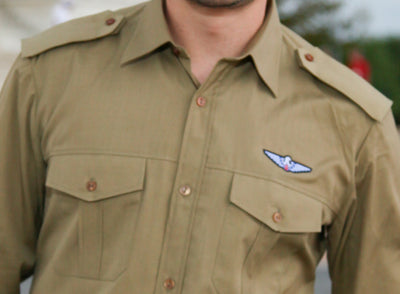 Button-up Khaki Military Style Shirt - Top Rank Vintage