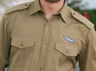 Button-up Khaki Military Style Shirt