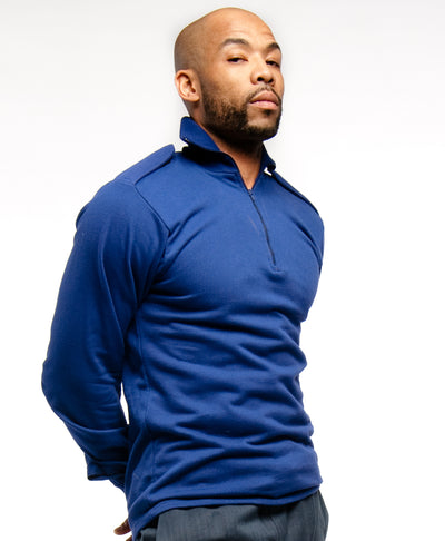 Blue Navy Deck Zip-up Shirt - Top Rank Vintage