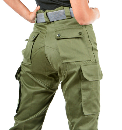 Ladies High Waist Olive Green Military Style Cargos
