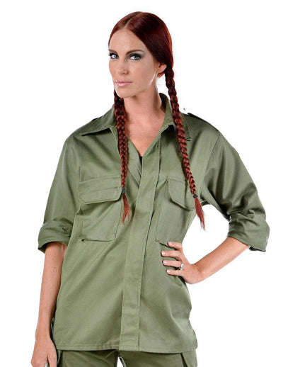 Ladies Olive Green Military Style Shirt - Top Rank Vintage
