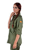 Ladies Olive Green Military Style Shirt - Top Rank Vintage