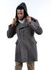 Redesigned Charcoal Hooded Overcoat - Top Rank Vintage