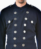 Redesigned Navy Blue Band Collar Wool Jacket