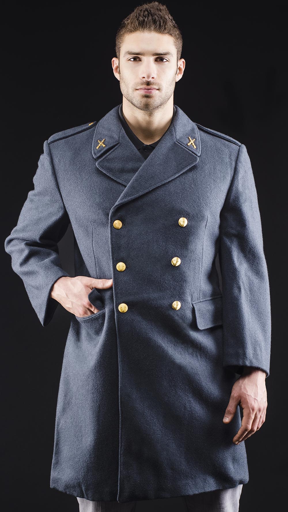 Navy Double Breasted Military Coat