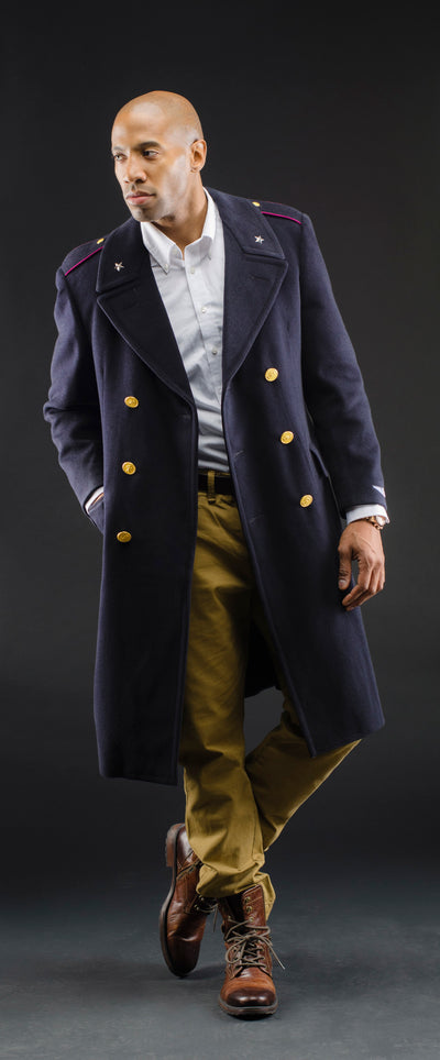 Star Collar Black Police Overcoat - Top Rank Vintage