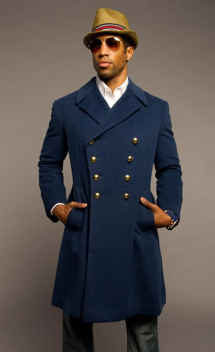 Double Cuffed French Air Force Armee De L'air Royal Blue Overcoat