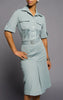 Blue-Gray 50's Style  Short Sleeve Dress