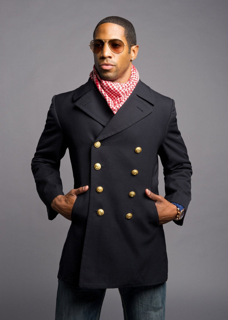 Black Gabardine Navy Peacoat