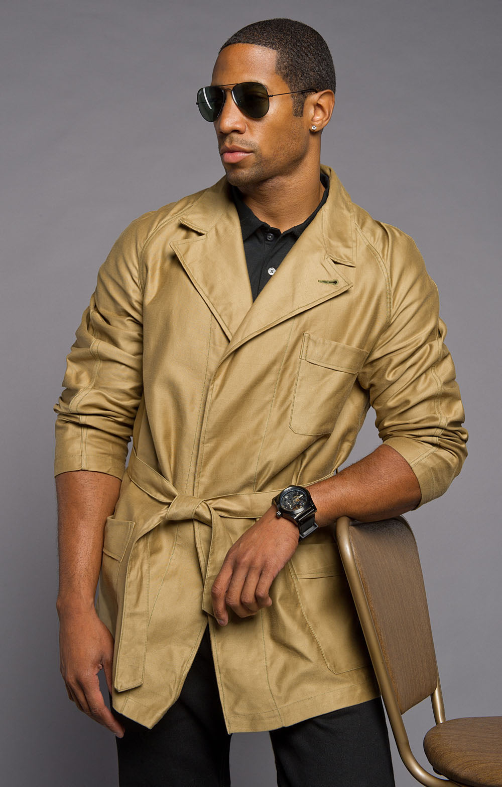 Khaki Safari Style Jacket Top Rank Vintage