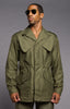 Olive green Slant Pocket Army Field Jacket with epaulettes and slant pockets.