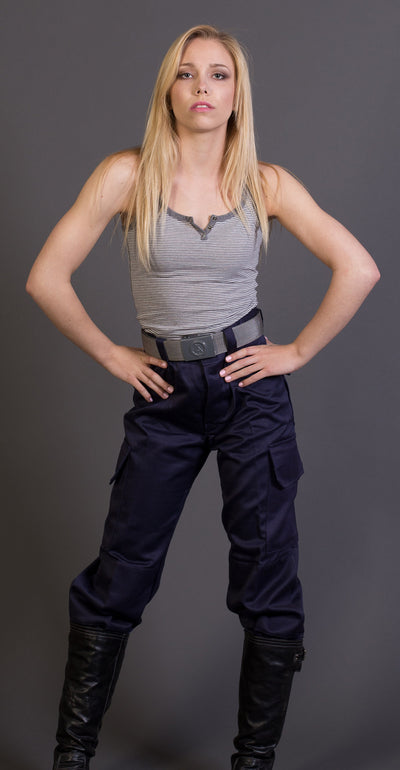 Ladies High Waist Blue Military Style Cargos