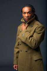 Soviet Style Khaki Classic Romanian Military Style Wool Coat