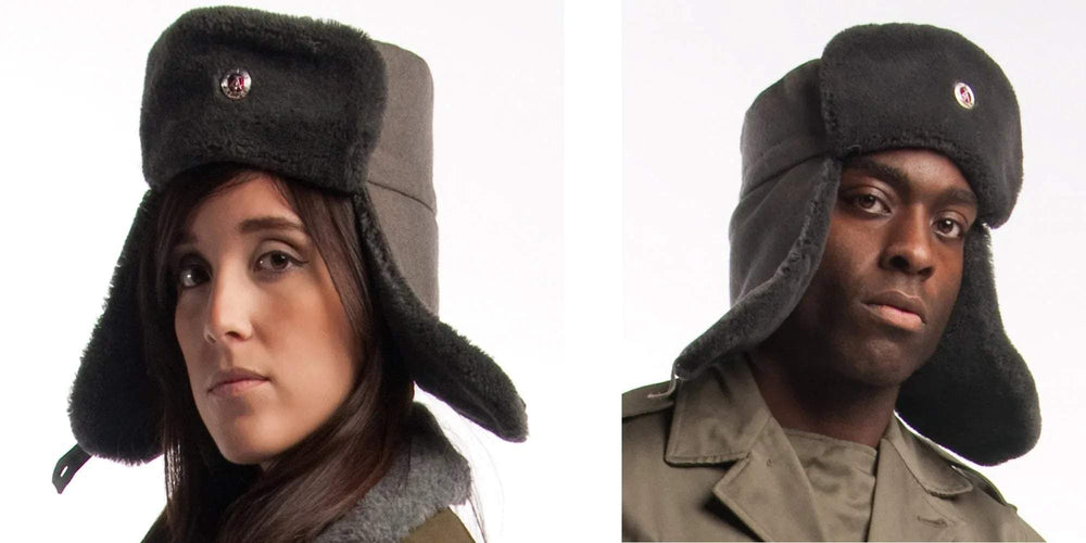 DDR East GermanUni-Sex Army Bomber Style Gray Ushanka Winter Hat