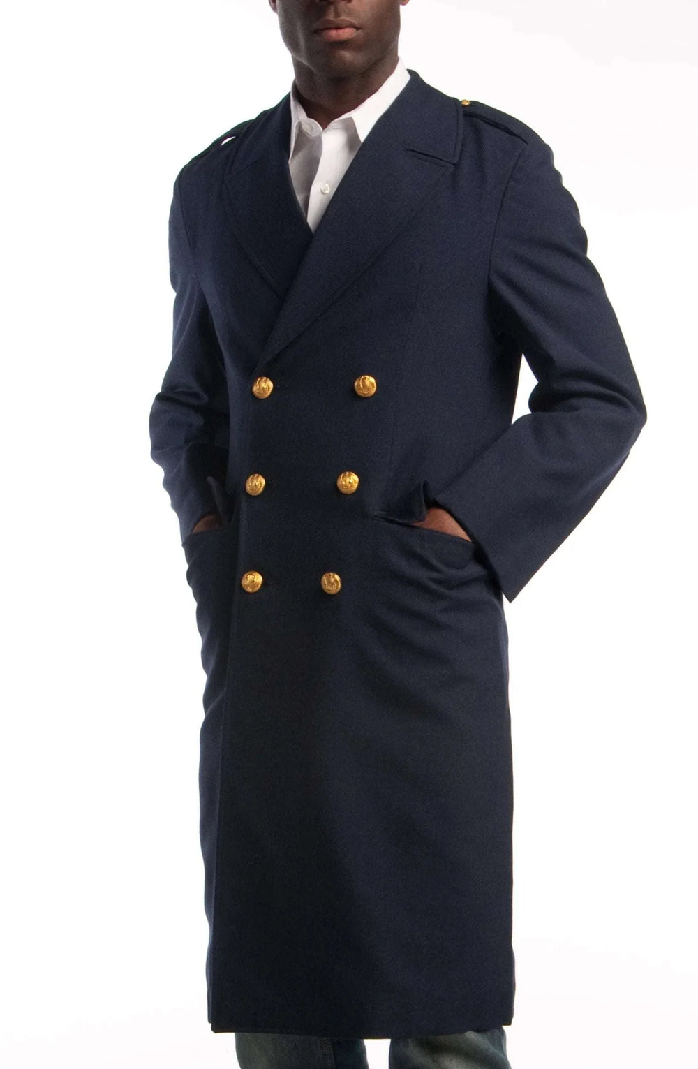 French Vintage Genuine Armée de l'air Blue Gabardine Airforce Overcoat