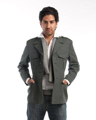 1980s Swiss Army Single Breasted Wool Jacket with Swiss Cross Buttons