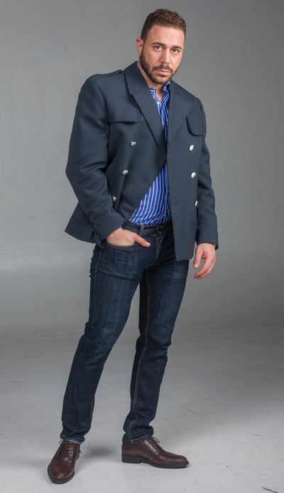 Gabardine Gray Blue Wool Peacoat