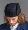 Scandinavian Navy Blue Sheepskin Winter Wool Trapper Ushanka Hat Sweden