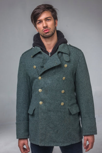 Post WWII Army Wool Grey Blue Overcoat - Top Rank Vintage