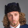 Scandinavian Navy Blue Sheepskin Winter Wool Trapper Ushanka Hat